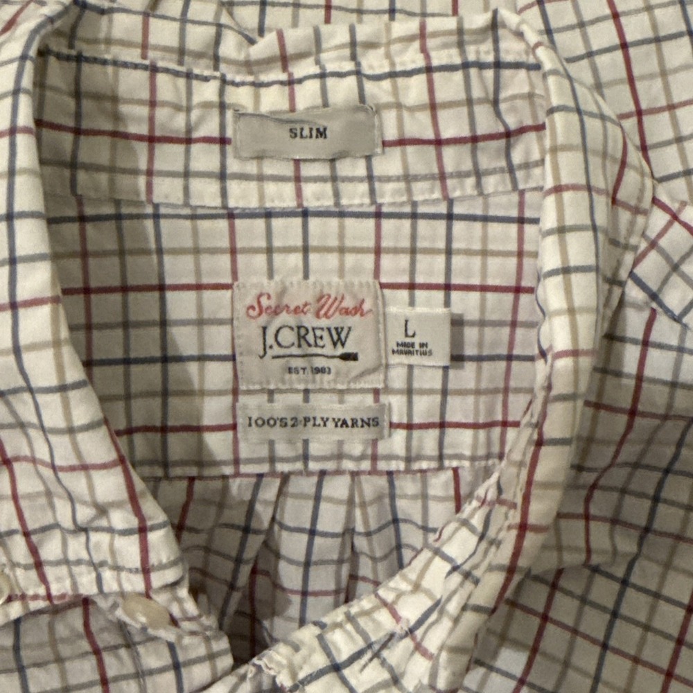 J. Crew Shirt Men's Multicolor Large Slim Fit Secret Wash 100's 2 Ply Yarns - Picture 6 of 7